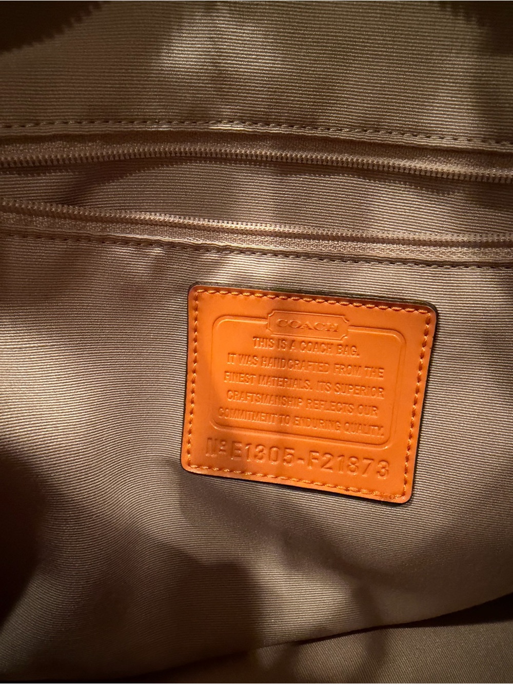 COACH Signature Stripe Convertible Hobo Bag Khaki Orange F21873 - Picture 3 of 13